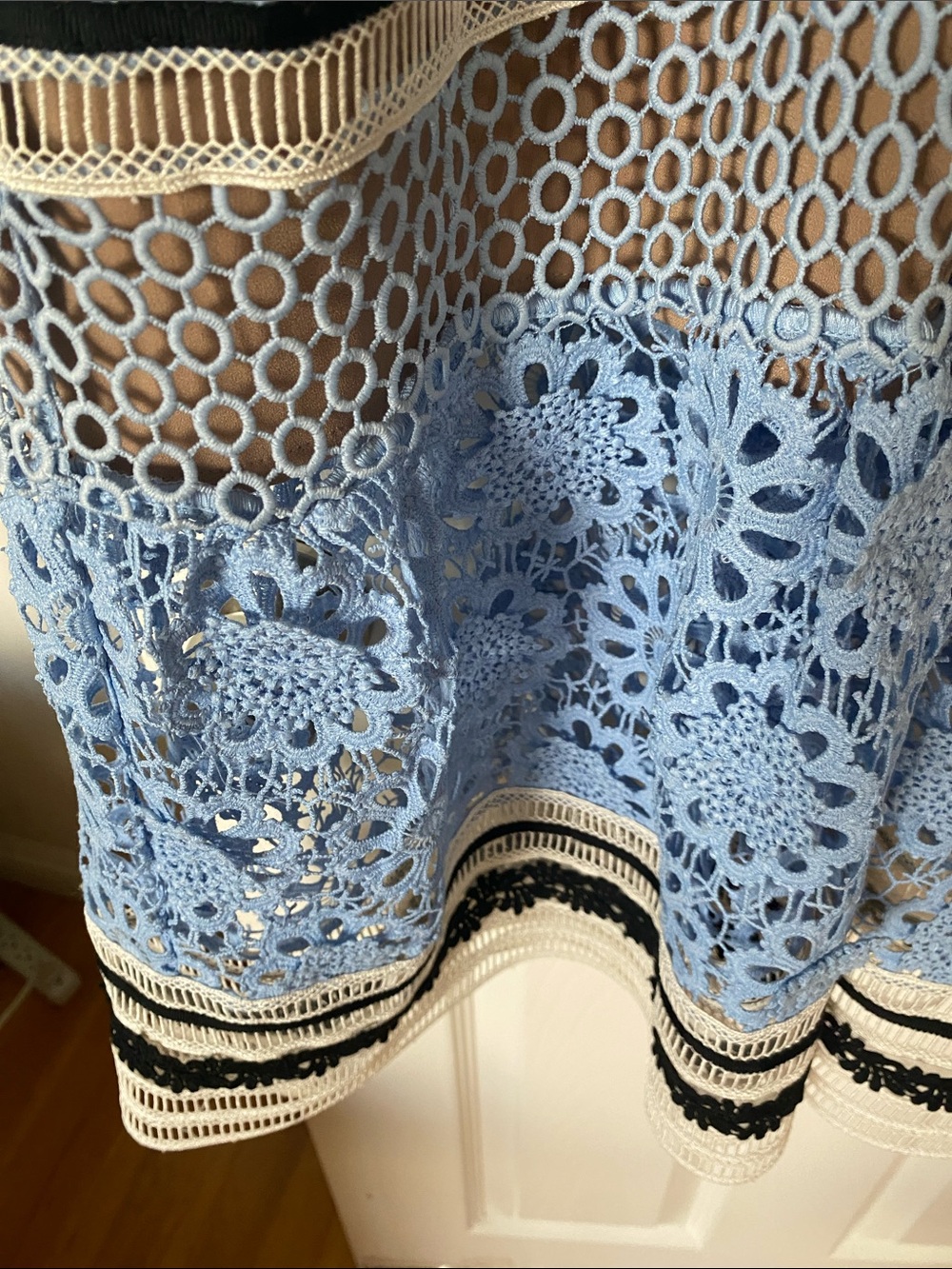 Self-Portrait Blue and Black Floral Lace Midi Dress - Picture 8 of 13